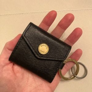 Michael Kors Black Saffiano Keychain mini wallet gold hardware never used